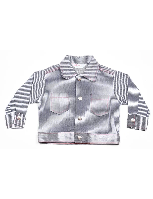 Stripy Grey & White Jacket - 2 YEARS Oversized Jacket Tailored Jacket Straight Jacket
