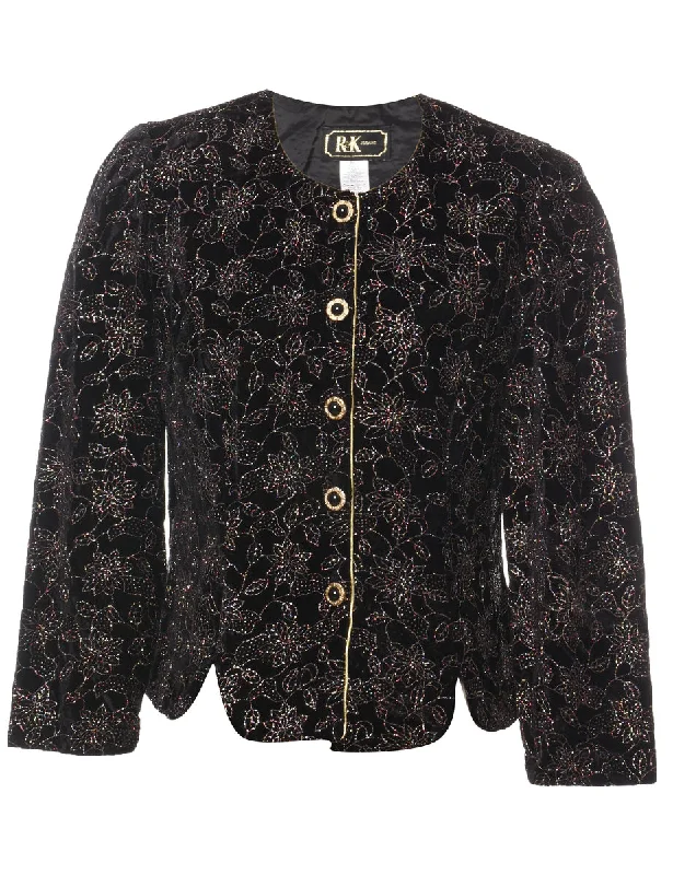 Floral Pattern Evening Jacket - M Cotton Fabric Linen Fabric Terry Fabric