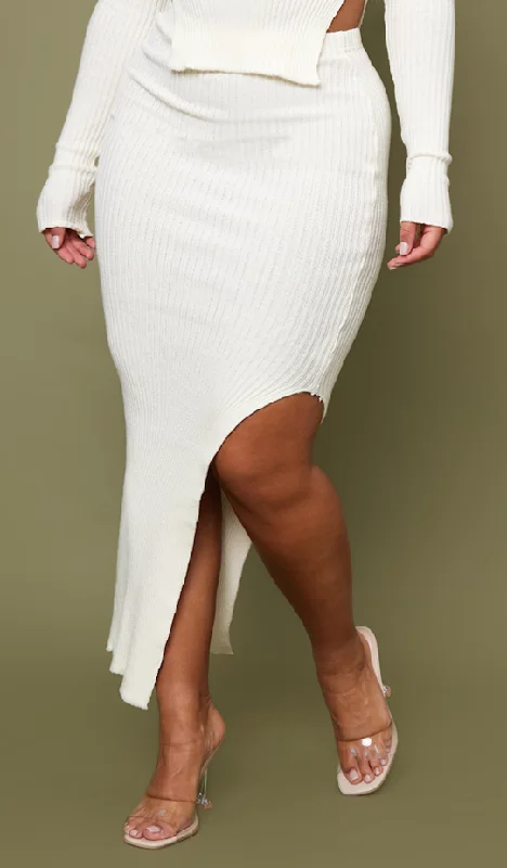 Shape Cream Knit Split Side Midaxi Skirt slim fit skirt