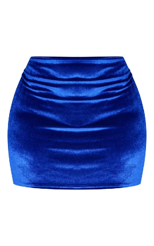 Plus Bright Blue Velvet Mini Skirt chiffon skirt delicate