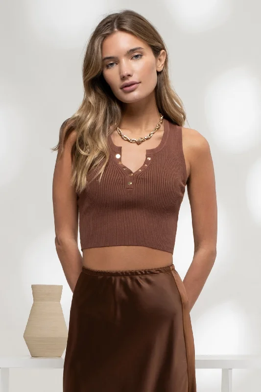 The Marlowe Snap Crop Top Polka Dot Checkered Tartan