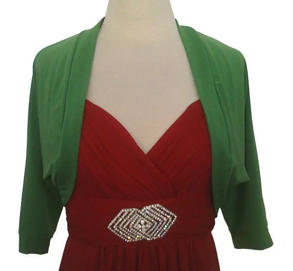 Mid Length Green Bolero Jacket Stretch Shrug Bridal Wedding Jacket Rayon Fabric Velvet Fabric Corduroy Fabric