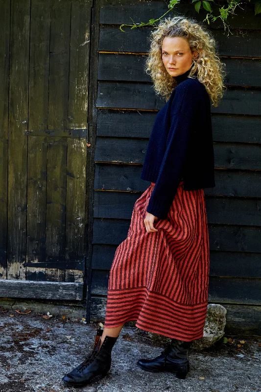 Bobbie Skirt in Cinnamon Striped Irish Linen pencil skirt chic
