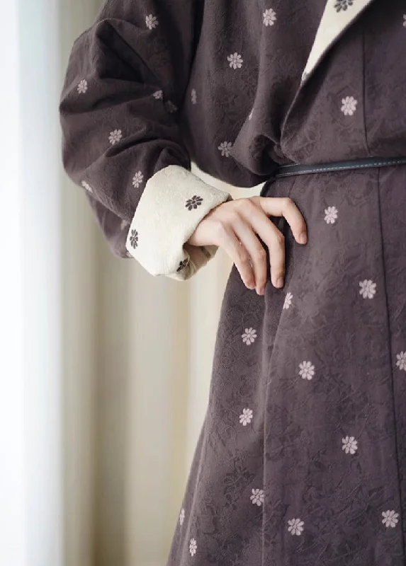 Chuju 雏菊 Daisy Reversible Cotton Tang Yuanlingpao Robe Jacket One-Shoulder Jacket Off-the-Shoulder Jacket Asymmetrical Jacket