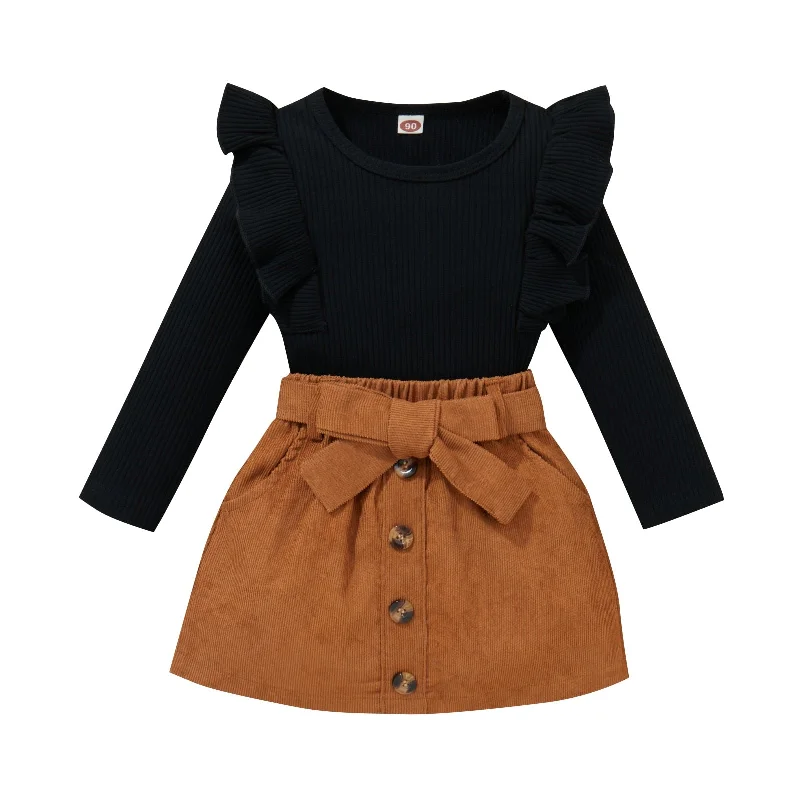 ADDY Corduroy Skirt Outfit a-line skirt cut