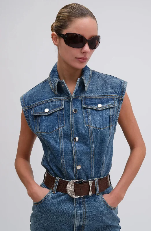 Ronny Kobo - Carlyle Bodysuit in Lightwash blue denim Comfortable Bodysuit for Sleep