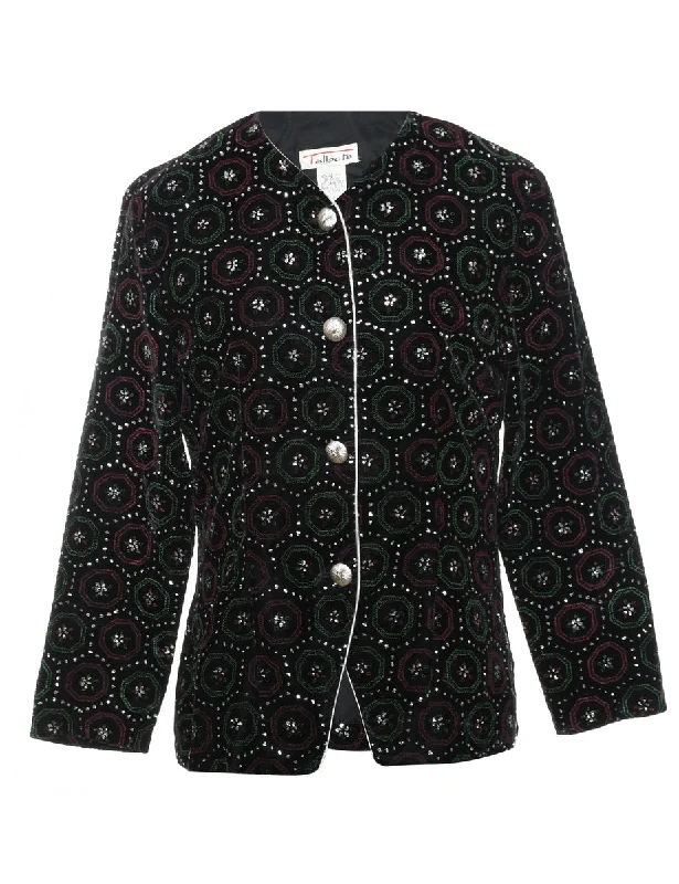 Sparkly Effect Patterned Velvet Evening Jacket - M Anorak Shell Jacket Lightweight Jacket