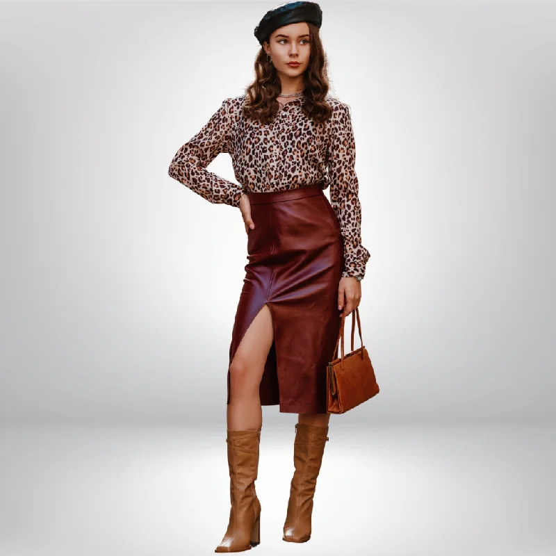 Leather Midi Skirt | KC Leather - Regina cashmere skirt soft
