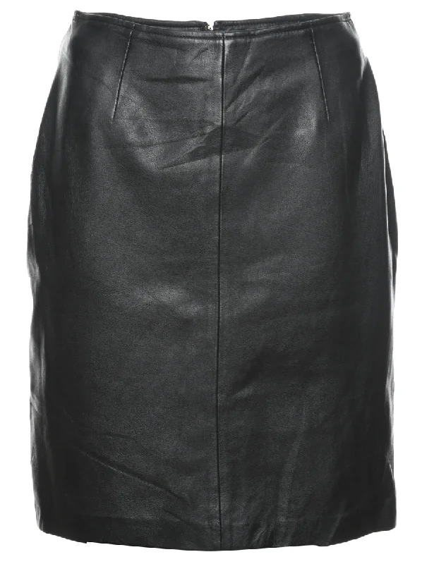 Black Pencil Shape Leather Skirt - M velvet skirt rich