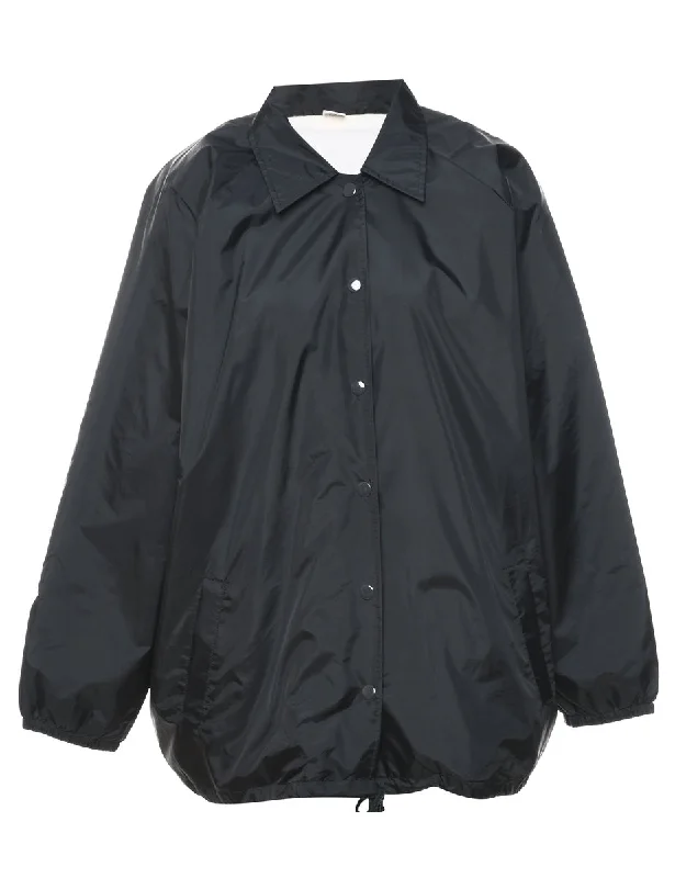 Black Nylon Jacket - L Tailored Jacket Straight Jacket A-Line Jacket