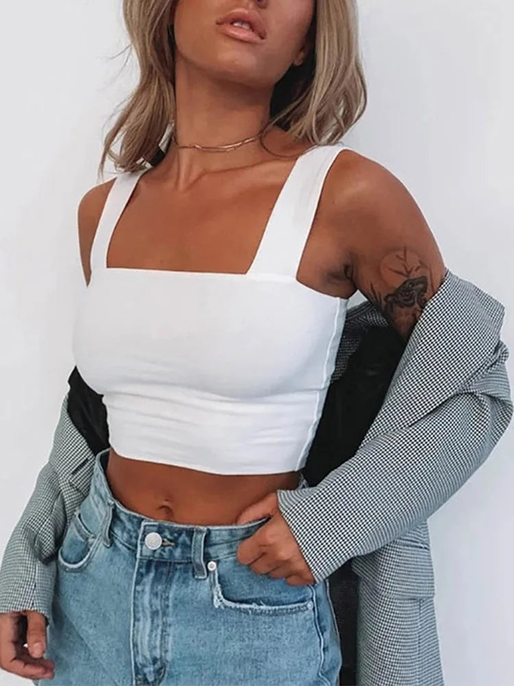 Y2K Summer Band-Strap Crop Top Summer Crop Top Casual Short Sleeve