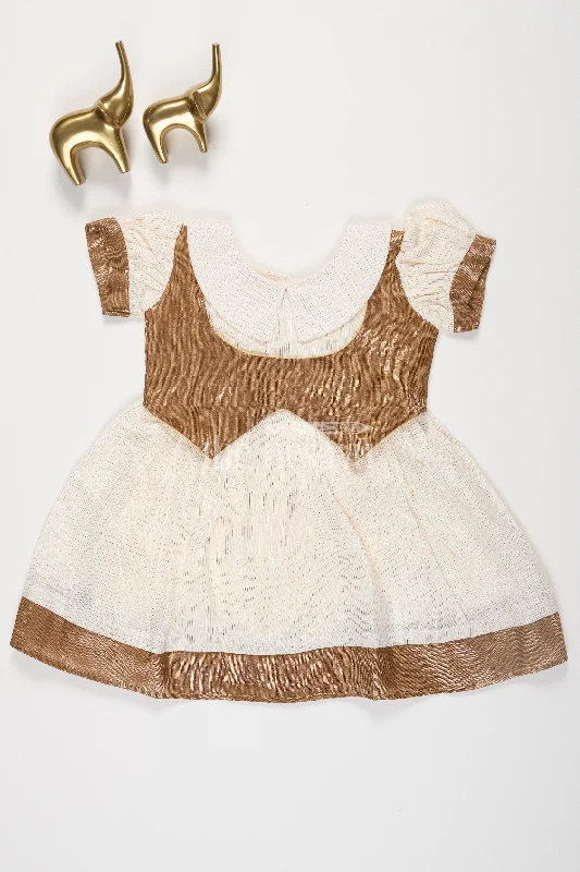 Cream and Gold Lurex Frock with Cutaway Collar and Waistcoat Jacket for Girls Fleece Jacket Down Jacket Parka