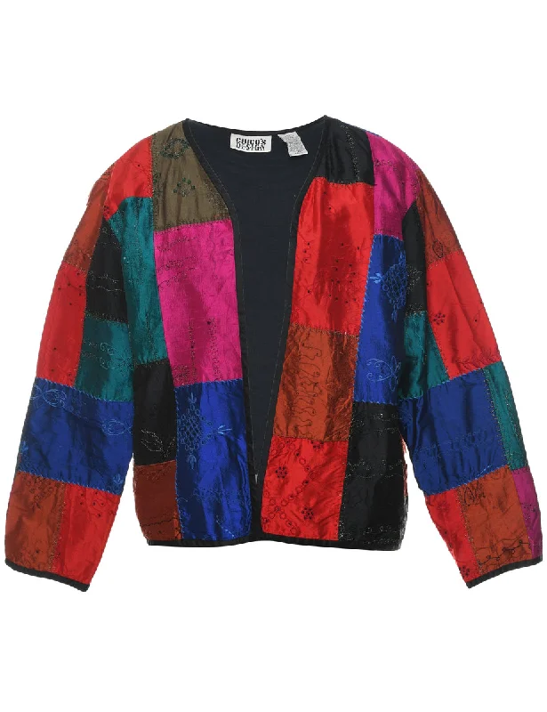 Patchwork Multi-Colour Tapestry Jacket - L Fleece Jacket Down Jacket Parka