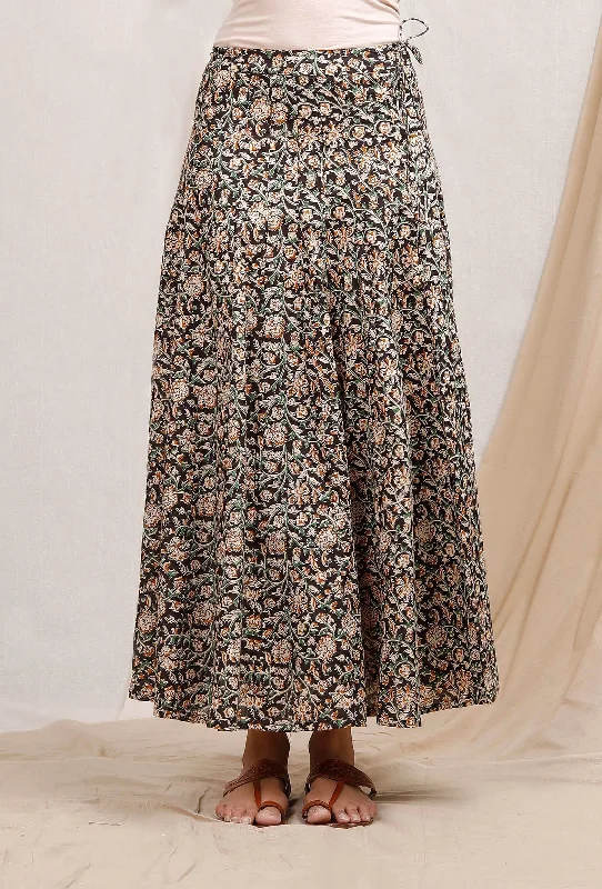 Black And Beige Kalamkari Cotton Skirt cashmere skirt soft