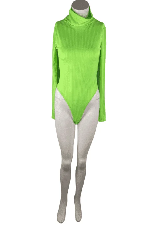 Boohoo women's lime green bodysuit size 4 Trendy Scoop Neck Bodysuit