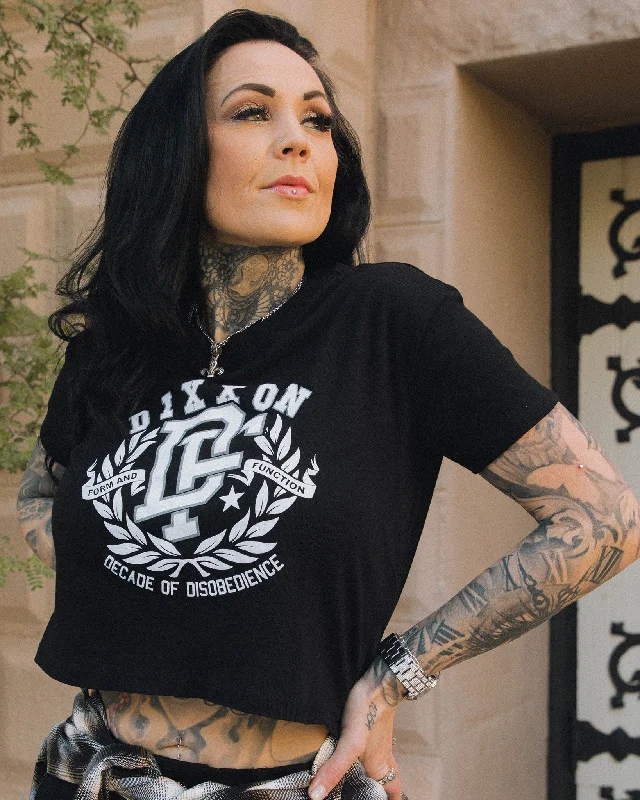 Women's Decade of Disobedience Crop Top - Black Layered Multi-layer Single Layer