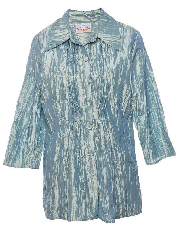 Light Blue Metallic Evening Jacket  - XL Wool Jacket Cashmere Jacket Tweed Jacket