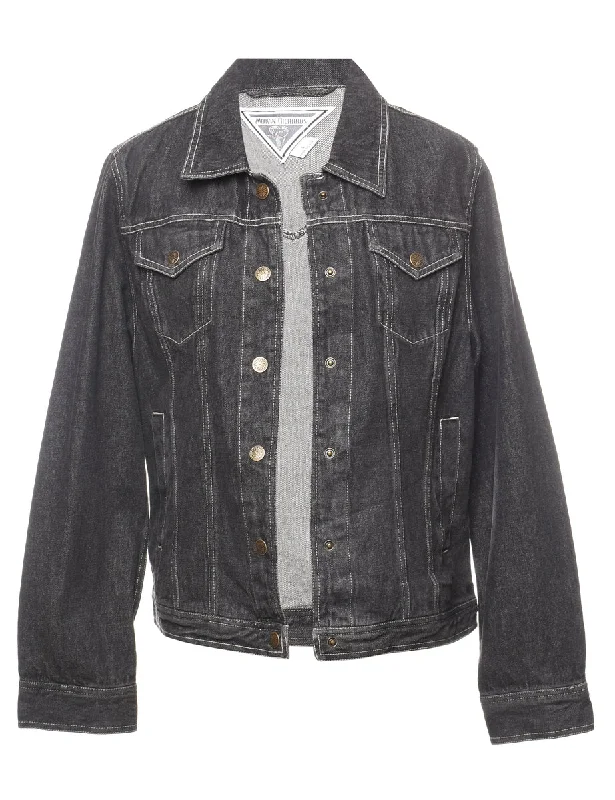 Black Denim Jacket - L Jersey Jacket Tulle Jacket Batik Jacket