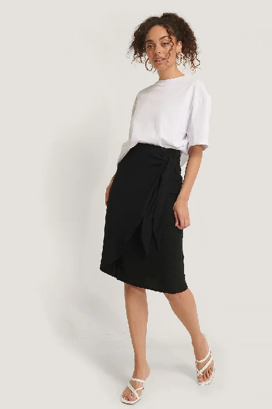 Tie Side Midi Skirt silk skirt smooth