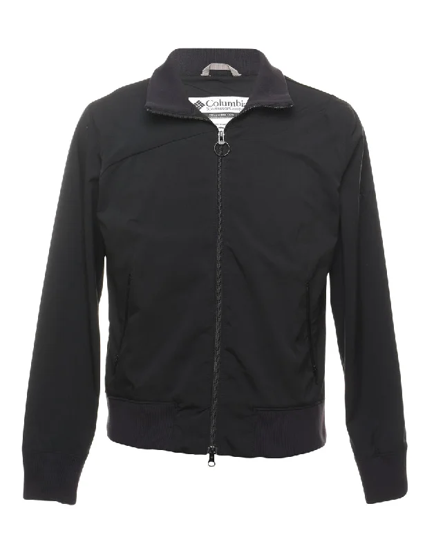 Columbia Zip-Front Black Jacket - L Belted Jacket Elasticated Jacket Padded Jacket