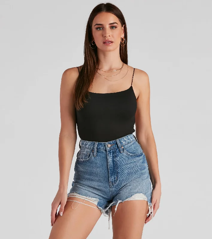 Strappy Open-Back Knit Bodysuit Stylish Bodysuit with Cross Front