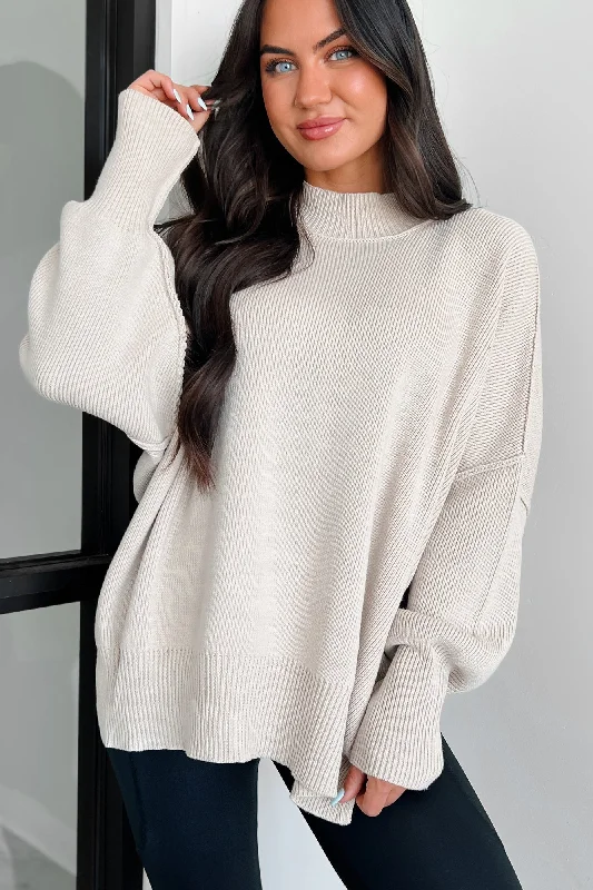 Ships by 8/14 Auden Oversized Zenana Sweater (Sand Beige)