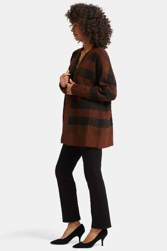 Checked Cardigan - Black/Chocolate