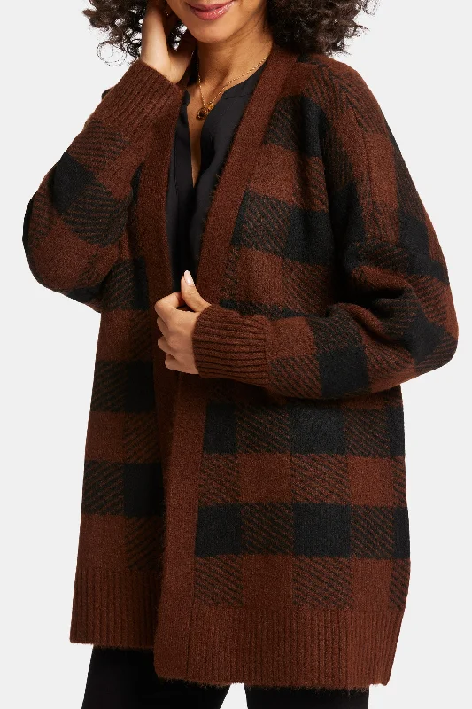 Checked Cardigan - Black/Chocolate