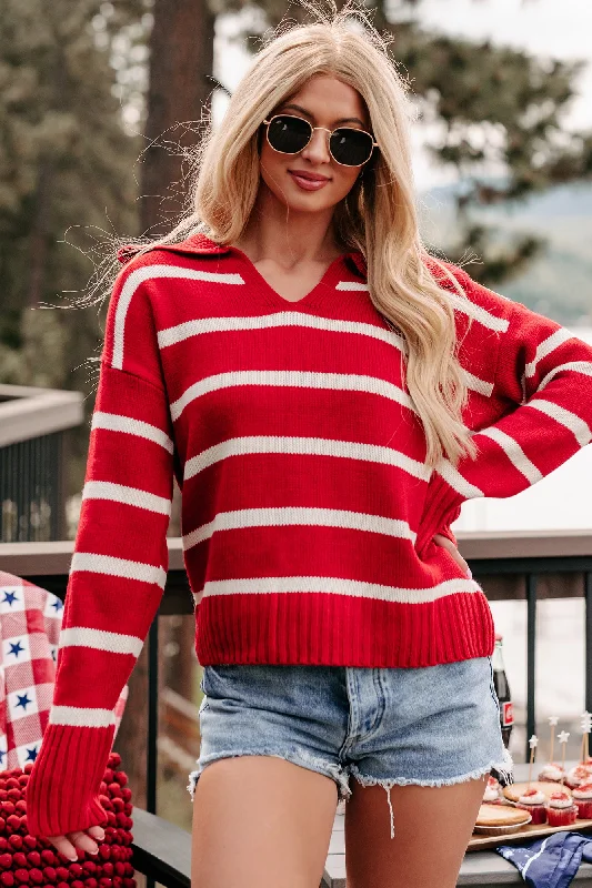 Daily Impression Striped Sweater (Red/White)