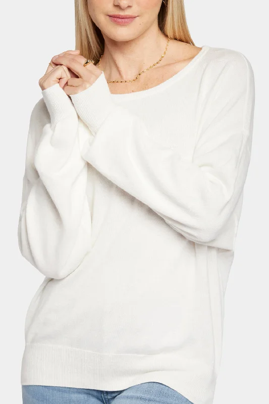 Dolman Sleeved Boatneck Sweater - Ivory