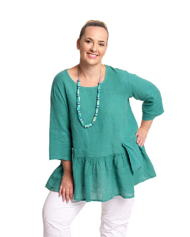 Joanna Linen Top in Amalfi Green