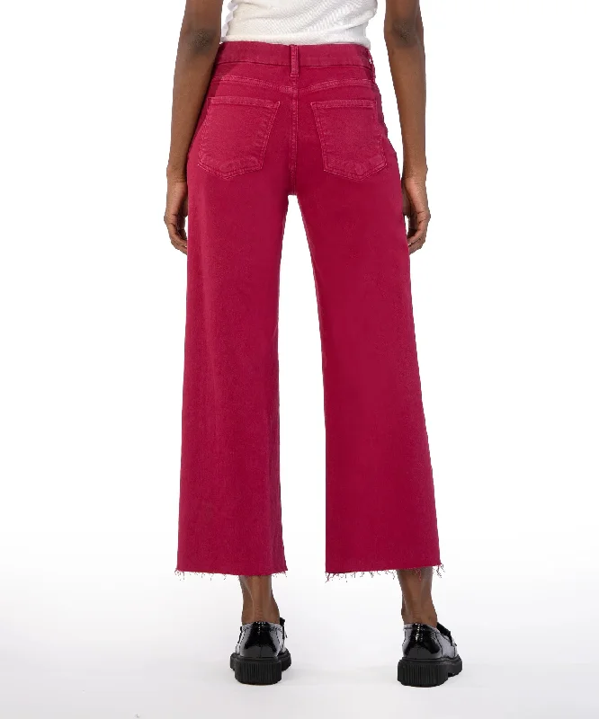 Meg High Rise Fab Ab Wide Leg Raw Hem (Dragon Fruit)