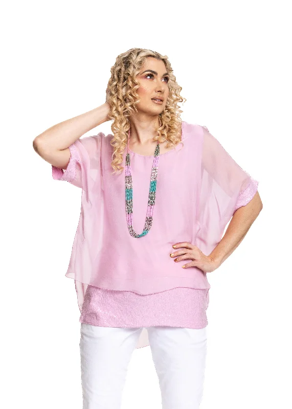 Mimi Silk Top in Petal Pink