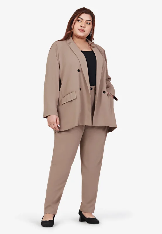 Blaise Double Breasted Soft Blazer - Brown