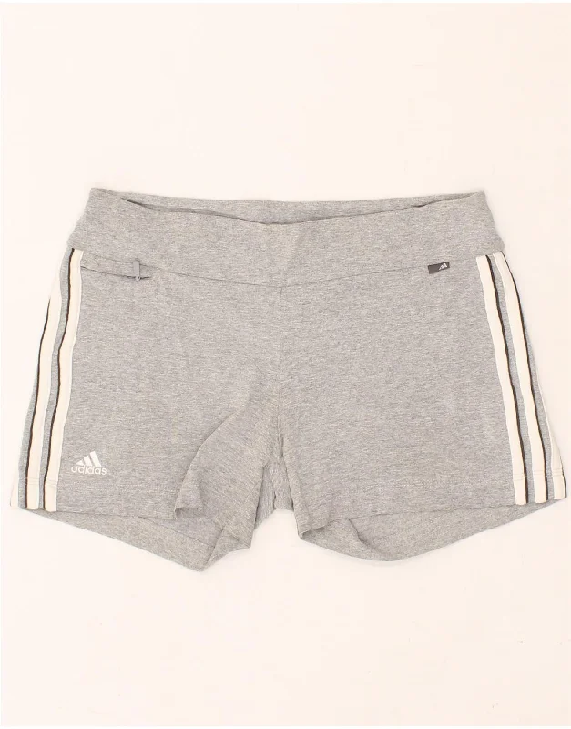 ADIDAS Womens Sport Shorts UK 12 Medium Grey Cotton