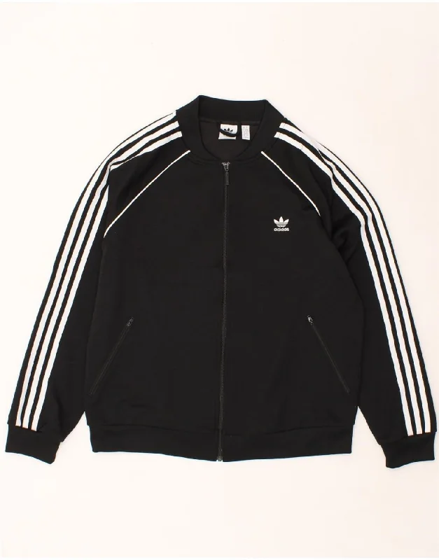 ADIDAS Womens Tracksuit Top Jacket UK 22 XL  Black Polyester