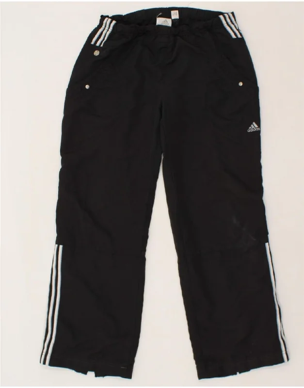 ADIDAS Womens Tracksuit Trousers UK 12 Medium Black Polyester