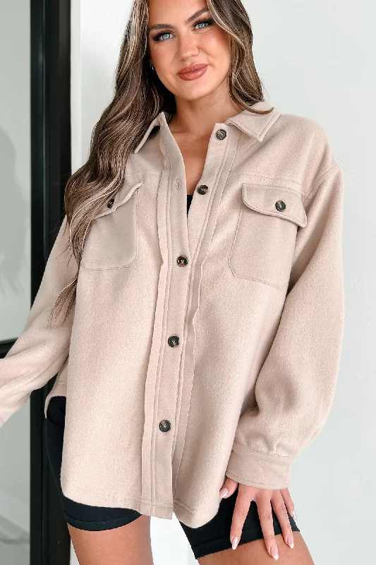 Asking For A Friend Fleece Shacket (Taupe)