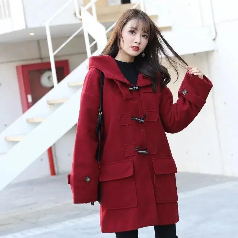 Cape button tweed coat