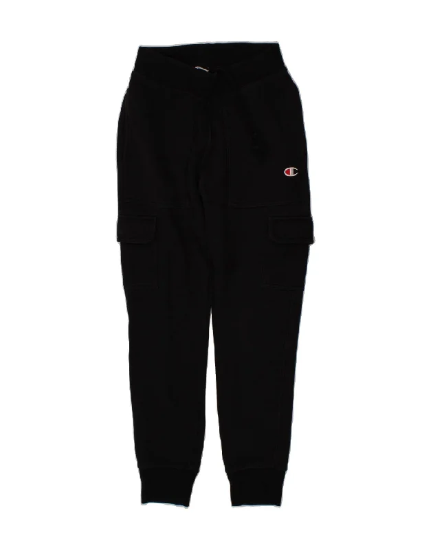 CHAMPION Womens Cargo Tracksuit Trousers Joggers UK 10 Small Black Cotton