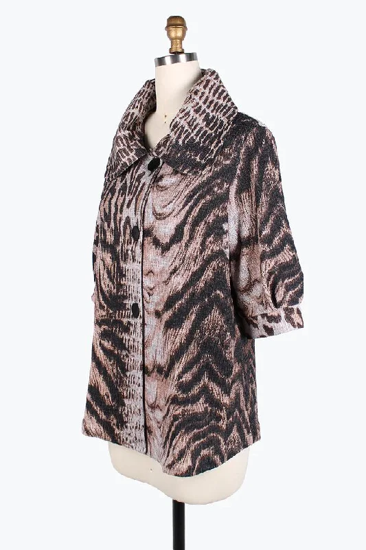 Damee Animal Print Swing Jacket 4825-BRN