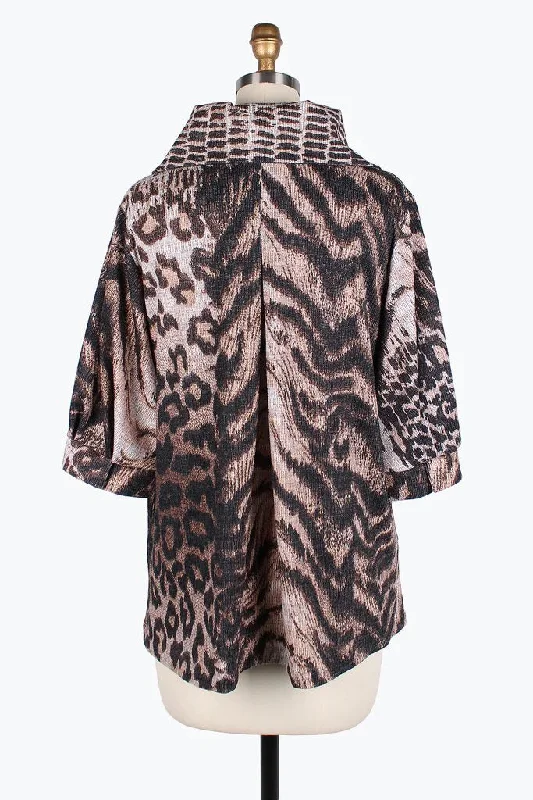 Damee Animal Print Swing Jacket 4825-BRN