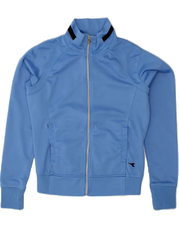 DIADORA Womens Tracksuit Top Jacket UK 10 Small Blue Polyester