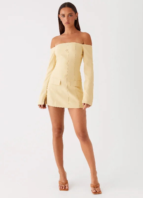 Dominique Blazer Mini Dress - Yellow