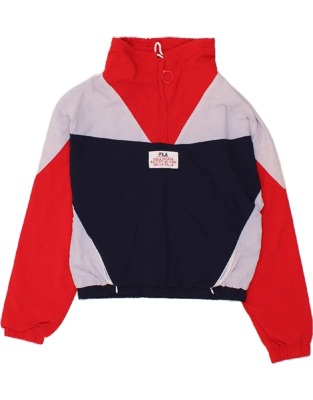 FILA Womens Graphic Pullover Tracksuit Top Jacket UK 14 Medium Red