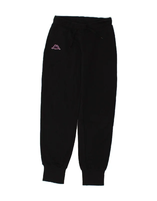 KAPPA Womens Graphic Tracksuit Trousers Joggers UK 8 Small Black Cotton