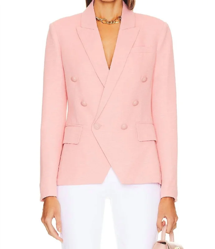 Kenzie Double Breasted Blazer In Rose Tan & Tropical