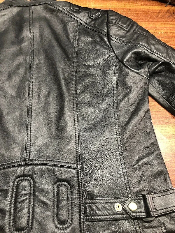 Ladies Black Slim Fit Biker Sheep Leather Moto Leather Classic Leather Jacket