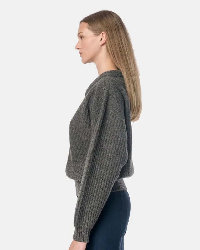 Large V-Neck Sweater in Granite