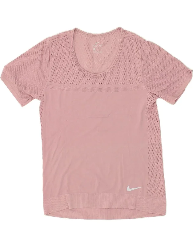 NIKE Womens Dri Fit T-Shirt Top UK 10 Small Pink